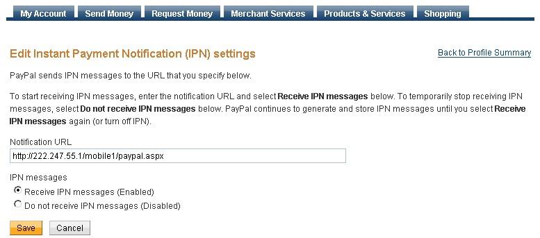 Payments notifications
